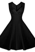 Sexy Black Sweetheart Neck Retro Collared Skater Dress